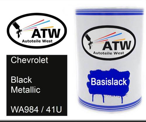 Chevrolet, Black Metallic, WA984 / 41U: 500ml Lackdose, von ATW Autoteile West.